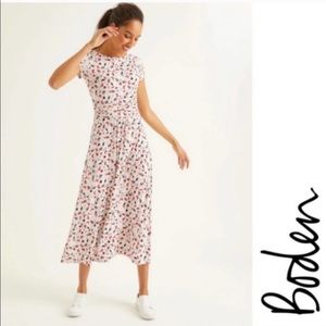 Boden Alda Jersey Midi Dress in Ivory Blossom Vine